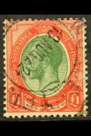 1913 £1green And Red, Geo V, SG 17, Fine Used, Centerd To Top. For More Images, Please Visit... - Non Classés