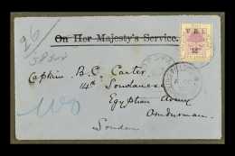 ORANGE FREE STATE 1900 COVER, Franked 1d On 1d "V.R.I." Ovpt, Pmkd HOOPSTAD 3.10.1900, Addressed To A "Captain... - Non Classificati