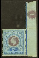 NATAL REVENUE 1910 2s Purple & Blue On Blue, Wmk Mult Crown CA SIDEWAYS, Barefoot 121, Never Hinged Mint With... - Non Classés