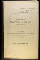 NATAL 1883 (Sept 18th) MAIL CONTRACT With The Union Steamship Company Ltd For The Conveyance Of Mail Between... - Unclassified