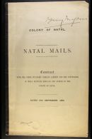 NATAL 1883 (Sept 18th) MAIL CONTRACT With The Union Steamship Company Ltd For The Conveyance Of Mail Between... - Ohne Zuordnung