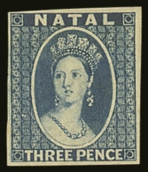 NATAL 1862 3d Blue Chalon, Imperforate Proof On Star Watermarked Paper, Fine With Four Margins,  For More Images,... - Zonder Classificatie