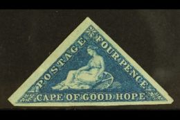 CAPE OF GOOD HOPE 1855 4d Deep Blue, SG 6a, Superb Mint, No Gum. Beautiful Rich Colour. For More Images, Please... - Unclassified