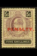 CAPE OF GOOD HOPE REVENUE - 1911 5s Purple & Black, Ovptd "PENALTY" Barefoot 7, Never Hinged Mint. For More... - Ohne Zuordnung