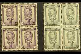 1938 6a Violet & 8a Grey 'Greater Kudu', SG 98/99 Never Hinged Mint BLOCKS OF FOUR (2 Blocks 4) For More... - Somaliland (Protectorat ...-1959)