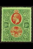1921-27 10s Red And Green On Green, SG 146, Very Fine Mint. For More Images, Please Visit... - Sierra Leone (...-1960)