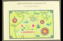 WADDINGTON'S RUNNING PROOF For The 1971 "On The Map" Miniature Sheet, SG MS293, Attached To Proof Card, Very Fine... - Seychellen (...-1976)
