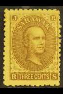 1869 3c Brown / Yellow, SG 1, Mint With Large Part OG, Fault At Right. Extremely Elusive With Original Gum. For... - Sarawak (...-1963)