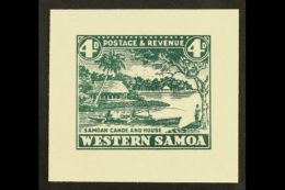 1935 PICTORIAL DEFINITIVE ESSAY Collins Essay For The 4d Value In Dark Green On Thick White Paper, The "Samoan... - Samoa (Staat)