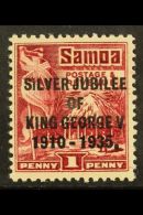 1935 1d Lake Silver Jubilee, Variety "perf 14 X 14½", SG 177a, Very Fine Mint. For More Images, Please... - Samoa (Staat)