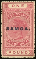 1914-17 £1 Rose - Carmine, Perf 14 Postal Fiscal, SG 132, Fine Mint For More Images, Please Visit... - Samoa (Staat)