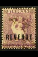 REVENUE STAMP 1888 3d On 4d Lilac, Barefoot 21, Fine Used. For More Images, Please Visit... - St.Vincent (...-1979)