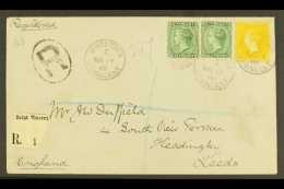 1910 Registered Cover To Leeds Franked QV 1893 ½d Green (2) And 4d Yellow, Tied By Kingstown St Vincent Cds... - St.Vincent (...-1979)