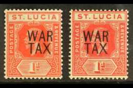 1916 (June) 1d Scarlet & 1d Carmine-red "War Tax" Overprints Both Listed Shades, SG 89 & 89b, Very Fine... - Ste Lucie (...-1978)