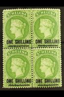 1864-80 1s Yellow Green Perf 14, SG 30, Fresh Mint Block Of Four, Lower Pair Is Never Hinged. For More Images,... - Sint-Helena