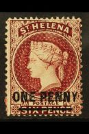 1864-80 1d Lake (Type B) Perf 14 X 12½, SG 21, Fine Mint For More Images, Please Visit... - Sint-Helena