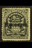 1909 7s 6d Black Arms Ovptd Rhodesia, SG 111, Very Fine And Fresh Mint. For More Images, Please Visit... - Autres & Non Classés