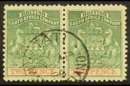 1895 2d Green & Red Perf 12½, SG 27, Fine Used Pair With Tati / Matabeleland Cds. Pretty Pair. For More... - Andere & Zonder Classificatie