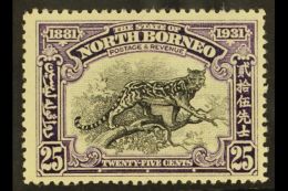 1931 25c Black & Violet 50th Anniversary - Leopard, SG 299, Never Hinged Mint, Fresh. For More Images, Please... - North Borneo (...-1963)