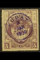 1894 $5 Dull Purple, SG 85b, Very Fine Used With Violet KUDAT Cds Cancellation. For More Images, Please Visit... - Noord Borneo (...-1963)