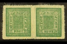 1901 4a Dull Green Pin-perf From The 1st State Of Setting 11, H&V 22b (SG 21), Very Fine Unused PAIR With... - Nepal