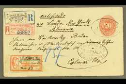 1894 (Dec) 20c Vermilion Numeral Ps Envelope, Registered & Addressed To Germany, Cancelled By "Franco En... - Mexique