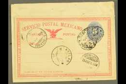 1893 (Nov) Cover Addressed To USA, Bearing (on Reverse) Complete 5c Blue Numeral Postal Stationery CARD ATTACHED... - Mexiko