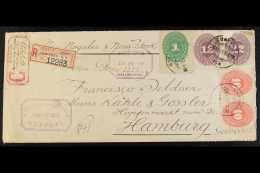 1891 THREE COLOURS FRANKING. (2 June) Registered Cover Addressed To Germany, Bearing 1c Green, 10c Vermilion Pair... - Mexique