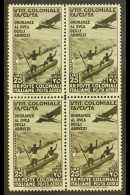 GENERAL ISSUES 1934 25L Olive-black Air Duke Of The Abruzzi (Sassone 30, SG 75), Very Fine Never Hinged Mint BLOCK... - Andere & Zonder Classificatie