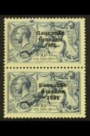 1925-28 10s Dull Grey-blue Seahorses With WIDE AND NARROW DATE Overprints Vertical Pair (SG 85a, Hibernian T71v),... - Sonstige & Ohne Zuordnung