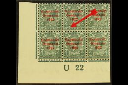 1922-23 4d Grey-green With Thom Three Line Overprint In Red, SG 58, With "BREAK OVER FOUR" Variety, Plate... - Sonstige & Ohne Zuordnung