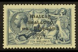 1922 RARE VARIETY. 10s Dull Grey-blue Dollard OVERPRINT DOUBLE, ONE ALBINO Variety (Hibernian T14h, SG 21var),... - Other & Unclassified