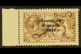 1922 2s 6d Pale Brown, 3 Line Thom Ovpt, Variety "Corner Re-entry", Hib. T59ca (SG 64 Var), Very Fine Mint... - Autres & Non Classés