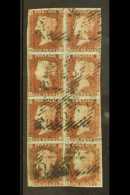 1841 1d Red- Brown Imperf BLOCK OF EIGHT (2 X 4) Used By Indistinct Irish Diamond Numeral Cancellations, Mixed... - Autres & Non Classés