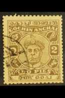 COCHIN 1946 - 48 2p Chocolate, Perf 11 X 13, SG 101d, Very Fine Used. For More Images, Please Visit... - Sonstige & Ohne Zuordnung