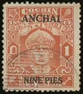 COCHIN 1942 - 44 Anchal 9p On 1a, SG 82, Very Fine And Fresh Used. For More Images, Please Visit... - Autres & Non Classés