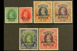 CHAMBA 1938 Geo VI Set Ovptd "Chamba State Service", SG O66/71, Fine Never Hinged Mint, Some Usual Light Toning.... - Other & Unclassified