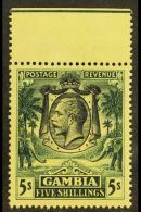 1922-29 5s Green On Yellow Wmk MCA, SG 121, Superb Never Hinged Mint Top Marginal Example, Very Fresh. For More... - Gambia (...-1964)