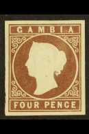 1874 4d Brown With "N I" Of "CROWN COLONIES" Watermark In Large Double- Lined Letters, SG 5 Variety, Very Fine... - Gambia (...-1964)