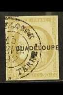GUADELOUPE 1891 30c Drab Overprint On Imperf Ceres, Yvert 12, SG 19, Very Fine Used, Four Good Margins, Fresh. For... - Sonstige & Ohne Zuordnung