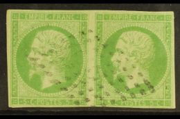 GENERAL ISSUES 1871 - 2 5c Yellow Green, Napoleon Non Laureated, Yv 8, Fine Used Pair, Just Shaved Into Bottom... - Autres & Non Classés
