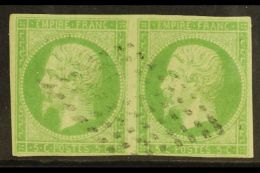 GENERAL ISSUES 1871 - 2 5c Yellow Green, Napoleon Non Laureated, Yv 8, Fine Used Pair, Just Shaved Into Bottom... - Sonstige & Ohne Zuordnung