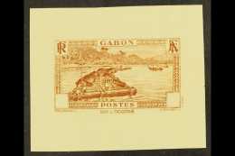 GABON 1932-33 "Log Raft On The River Ogowe" With Value Tablet Blank, IMPERF DIE PROOF In Brown On Gummed Paper,... - Autres & Non Classés
