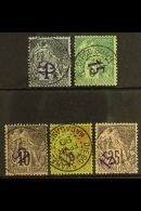 DIEGO SUAREZ 1890 Surcharges Complete Set (Yvert 1/5, SG 1/5), The 15 On 10c With Surcharge Inverted (Yvert 3a)... - Andere & Zonder Classificatie