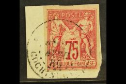 COCHIN CHINA 1880 75c Carmine, Type Sage, Yv 28, Superb Tied On Piece By "Saigon Avril 80 Cochinchine" Cds. For... - Autres & Non Classés