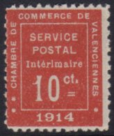 WAR STAMP 1914 10c Vermilion Inscribed "Chambre De Commerce De Valenciennes," Yvert 1, Very Fine Mint. For More... - Sonstige & Ohne Zuordnung