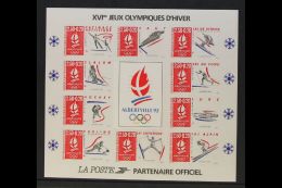1992 "Albertville '92" Winter Olympics Miniature Sheet IMPERFORATE Variety, Yvert 14a, Never Hinged Mint. Scarce,... - Sonstige & Ohne Zuordnung