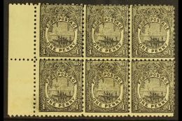 1891-98 MULTIPLE 1d Black Perf 11, SG 87, Fine Mint Marginal Block Of 6 With Most Stamps Being Never Hinged (1... - Fidschi-Inseln (...-1970)