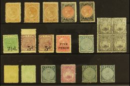 1881-99 FINE MINT SELECTION Presented On A Stock Card. Includes 1881-99 1s Range Of Three Different Perfs, 1882 5s... - Fidji (...-1970)