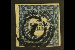 1852 2RBS Blue "Thiele" Printing, SG 3 (Facit 1II), Used With 4 Good/large Neat Margins. Attractive With Strong... - Sonstige & Ohne Zuordnung